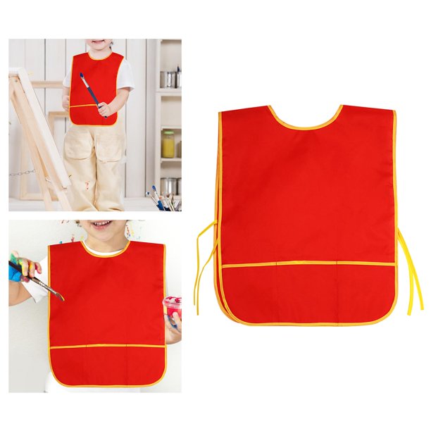 Delantal de dibujo para niños, baberos con mangas largas, bolsillo,  impermeable, pintura, alimentación, delantal, babero