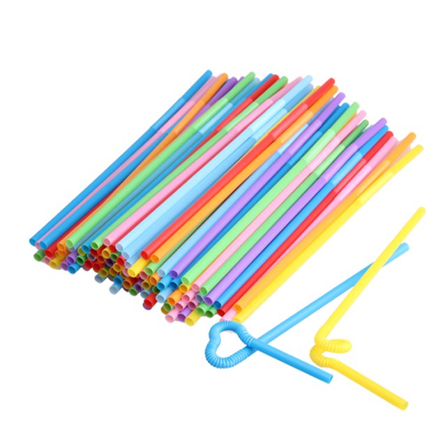 Paquete de 250 pajitas de plástico desechables S&L FLEXIBLE (colores neón  mezclados) – 7 3/4 pulgadas de largo y 0.23 pulgadas de diámetro