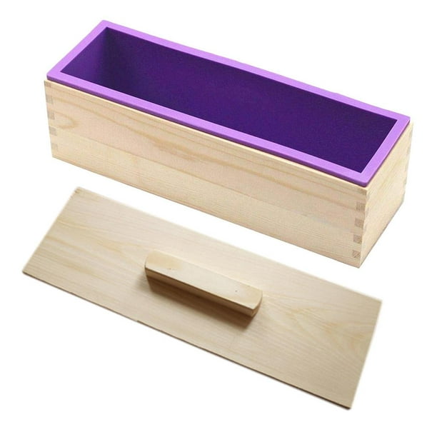 Molde de jabón de silicona rectangular pequeño con caja de madera DIY molde  de pan hecho a mano