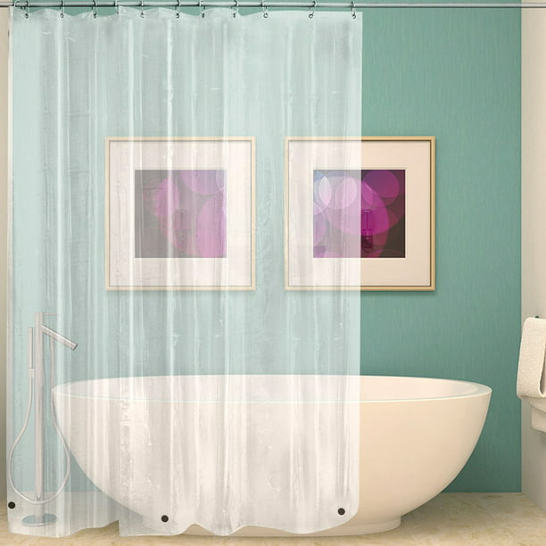 Cortina de ducha rosa resistente 8G PEVA, cortina de ducha de plástico  transparente para baño, vinilo impermeable y transparente, imanes  inferiores