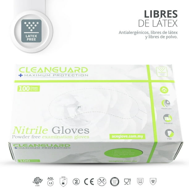 Guantes Nitrilo 100pz Azul Mediano CleanGuard Nitrilo