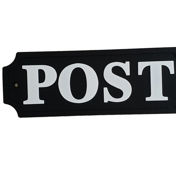 Placa de puerta, fondo negro con señalización de POST con fuente blanca,  letrero personalizado con el nombre de la puerta para decoración de buzones  Macarena Placa de pared con cartel de buzón