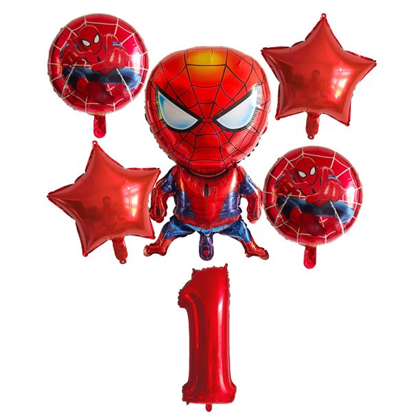 Decoración Spiderman Sencilla Azul Rojo Cortina Globos