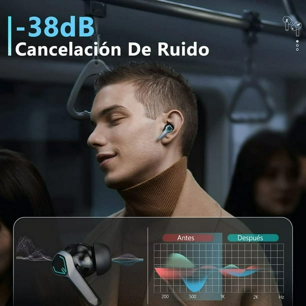 Auriculares inalámbricos, auriculares intrauditivos Bluetooth 5.3 con  pantalla de alimentación LED, auriculares de sonido estéreo con micrófono