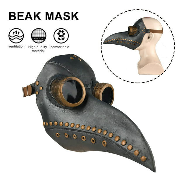 Máscara de médico de la peste negra Máscara de mascarada de pájaro de nariz  larga Cosplay Steampunk (negro) con pico dorado : Precio Guatemala