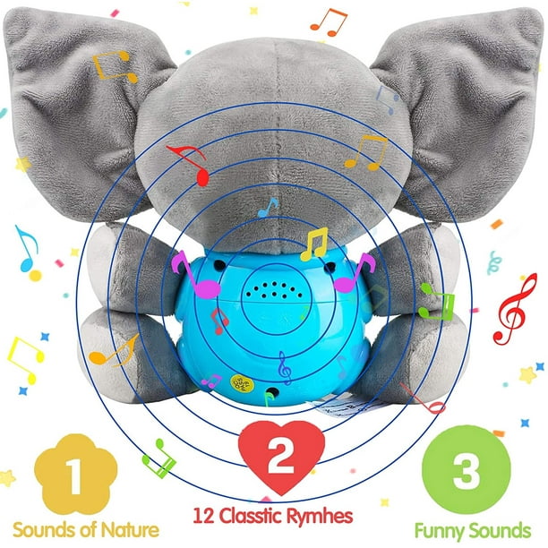 Juguetes Para Bebés De Música De Elefante De Peluche 0 3 6 9 12