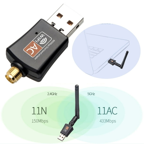 Antena Wi-Fi de alta potencia para exteriores | Extensor de alcance WiFi  USB de largo alcance para PC | Compatible con 600 Mbps AC 802.11ac de doble