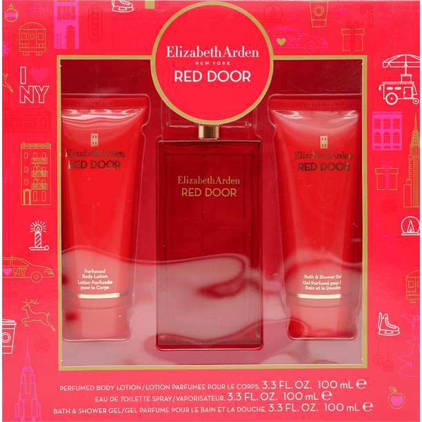 SET RED DOOR 3PZS 100ML EDT SPRAY/ BODY LOTION 100ML/ SHOWER GEL 100ML ...