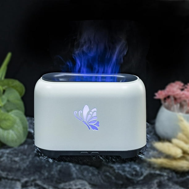 Humidificador Difusor de Aroma Aceite Esencial con Efecto Llama Fuego  Blanco