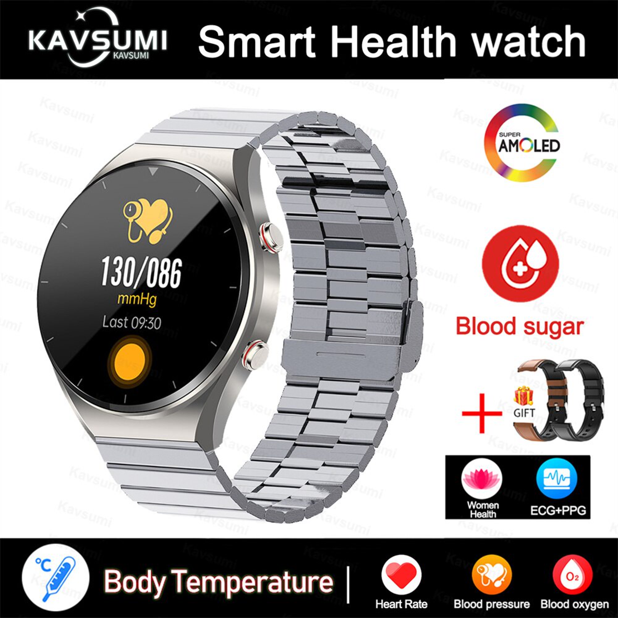 Reloj inteligente deportivo para hombre, pulsera con control de glucosa en  sangre, ECG + PPG HRV, presión arterial, temperatura corporal, compatible  con Huawei y Xiaomi xuanjing unisex