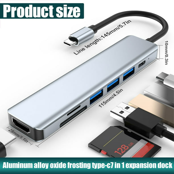 Adaptador USB C a HDMI (compatible con 4K @30Hz), USB C Hub Thunderbolt 3 a  salida HDMI, puerto USB 3.0 y puerto de carga USB C, adaptador multipuerto