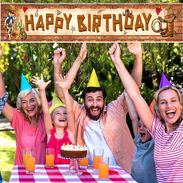  Pancarta colorida de feliz cumpleaños, 4 piezas de