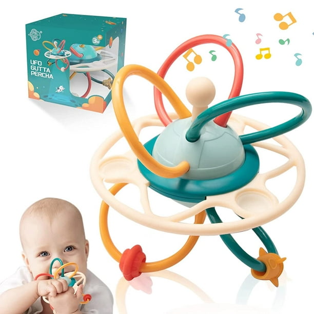 Juguetes para la dentición para bebés de 0 a 6 meses, sonajero para bebés y  mordedor sensorial, juguetes de 3 a 6 meses, recién nacido, niña y niño,  bola de captura manual
