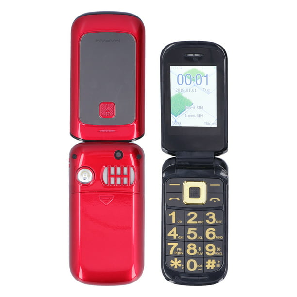 Teléfono celular para personas mayores de 2.6 pulgadas, teléfono abatible  con pantalla doble, botones y dígitos grandes, marcación rápida con una