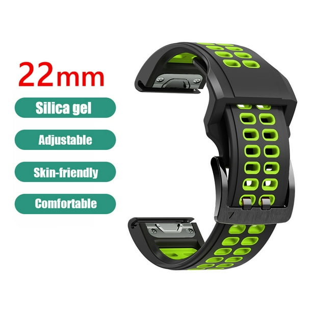 Para Garmin Fenix 5 22 mm correa de reloj de silicona deportiva de dos  colores (verde