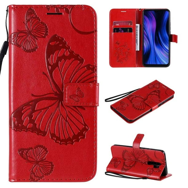Funda Libro Xiaomi Redmi Note 9 Pro Cuero Roja