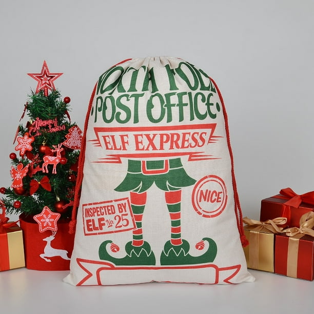 Los sacos rojos de la Navidad de la lona de 2023 niños empaquetan los sacos  de lujo de Papá Noel de los bolsos con lazo de los regalos