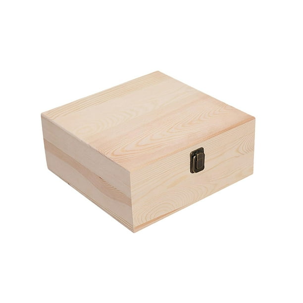 Una caja de madera con un candado en la parte superior.