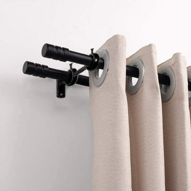 Soporte para barra de cortina, soportes dobles para barra de cortina,  soportes resistentes para cortinero, ganchos negros para cortinas de pared