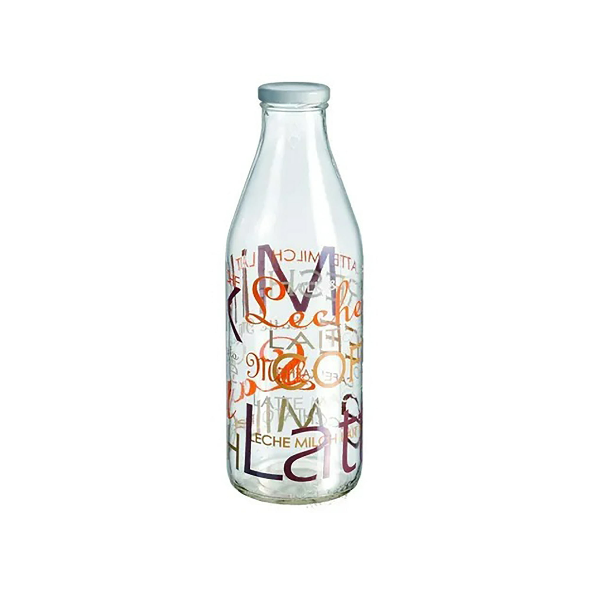 Pack 12 Botellas Cristal Agua Decorada c/Tapa Acero 1 litro