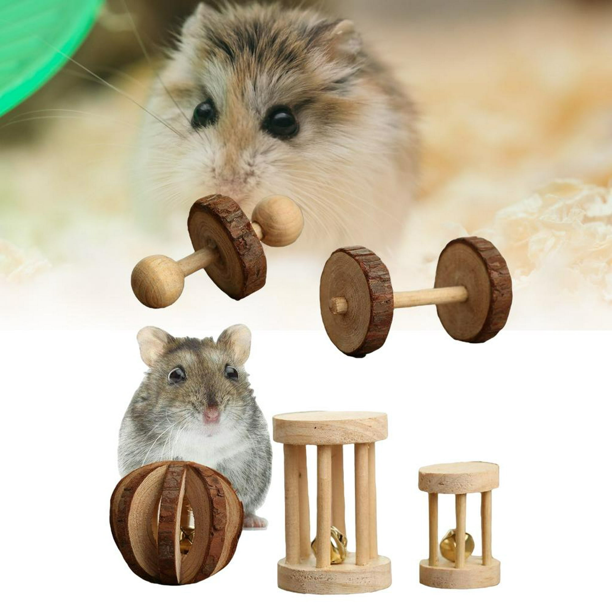 10 piezas/set hámster juguete de madera columpio conejo masticar