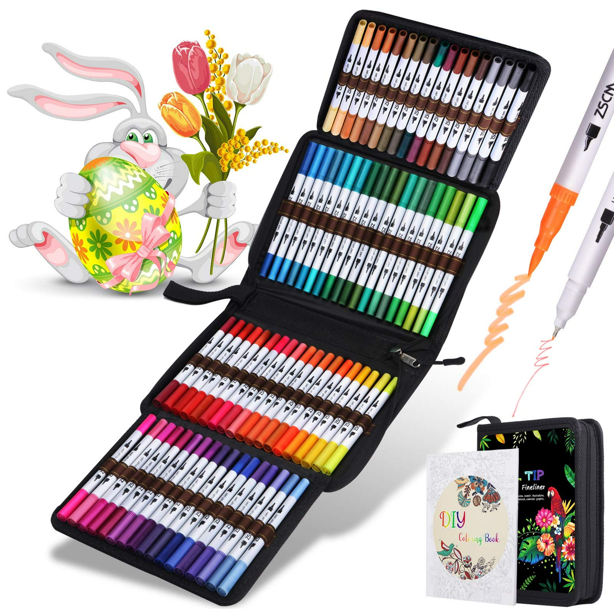 12-160 Colors Brush Pens Markers Set Dual Tips Fine Drawing Adult Coloring  Books Sketching Planner