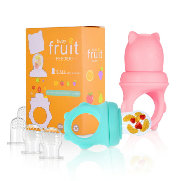  Chupete alimentador de frutas para bebés, chupetes de dentición  fresca, juguete mordedor de dentición de frutas para bebés de 3 a 24 meses,  6 bolsas de silicona para niños pequeños y