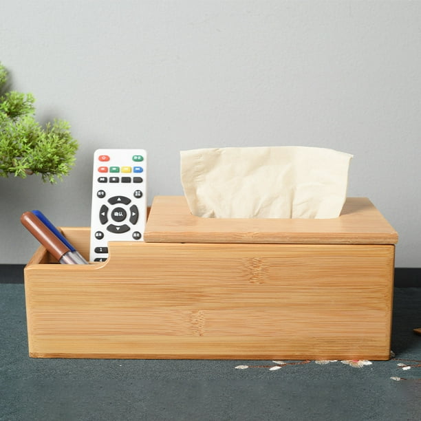  Caja de pañuelos rectangular de bambú de madera, caja de papel,  caja de papel para el hogar, sala de estar, caja de pañuelos nórdicos  creativos, bandeja de servilletas para el hogar