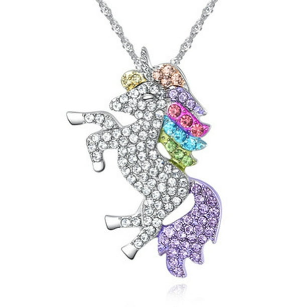 SHWIN Regalos de unicornios para niñas, joyas para niños, paquete de 2 o 4  unidades, collar de unicornio, pulsera, aretes, anillo de joyería, regalo