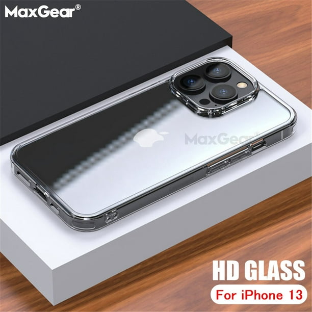 Funda transparente de vidrio templado HD para iPhone 14 13 12 11 Pro Max XR  X XS 7 8 Plus Mini funda trasera dura de marco suave transparente de lujo  Tan Jianjun unisex