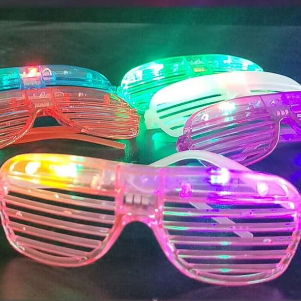 12 piezas de lentes de sol con luces LED intermitentes y ranuradas para  obturador de gafas de sol para fiestas (12)