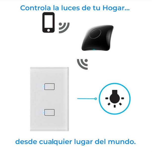 5 Apagadores Inteligente Wifi 2 Botones Sin Neutro Blanco