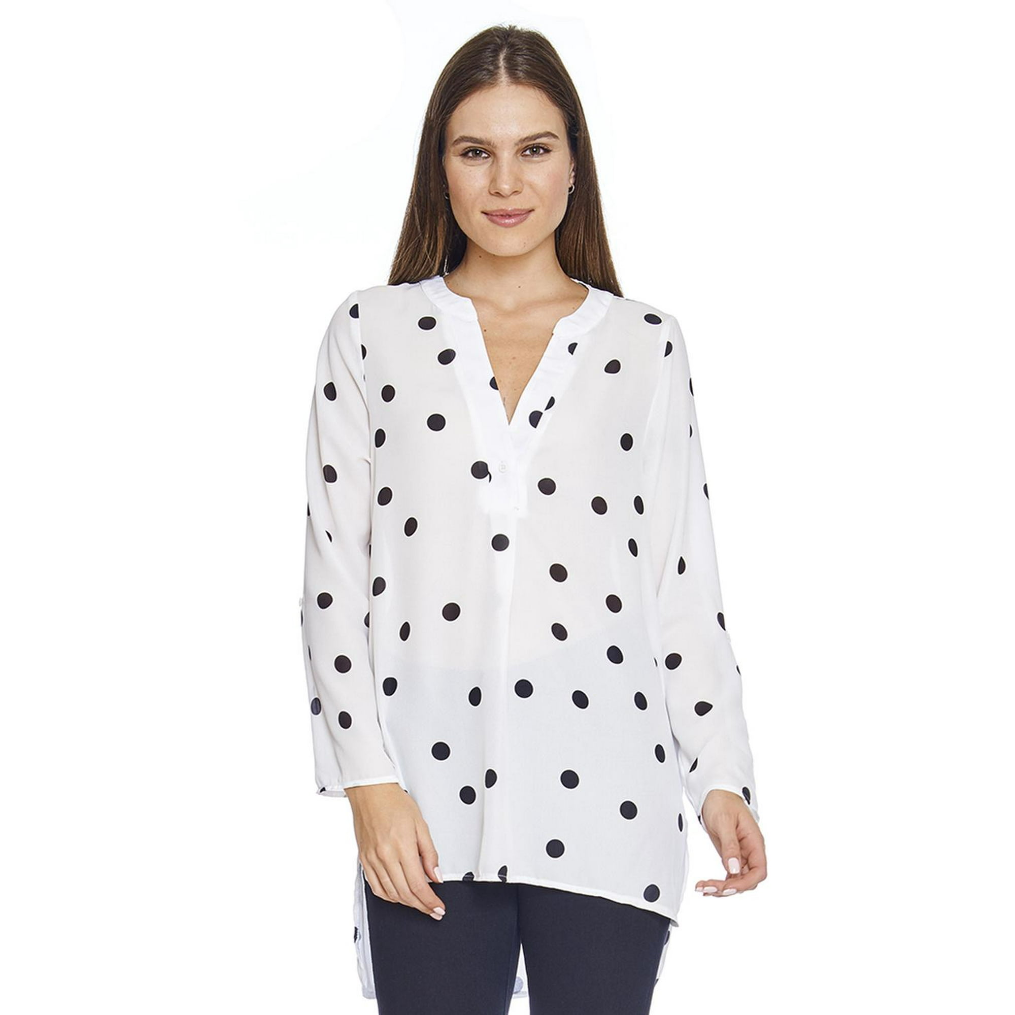 Blusón Largo Para Mujer Con Lunares Blanco Moda Casual multicolor CHI Incógnita 550429 | Walmart línea