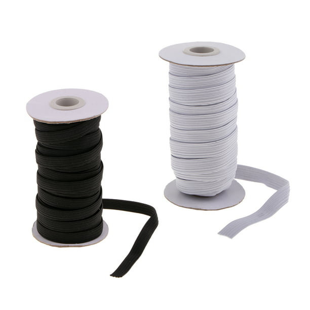 Cordón elástico de 99.5 yardas de largo, 0.354 in de ancho, cuerda  elástica, banda elástica de costura, carrete elástico de punto elástico,  rollo de
