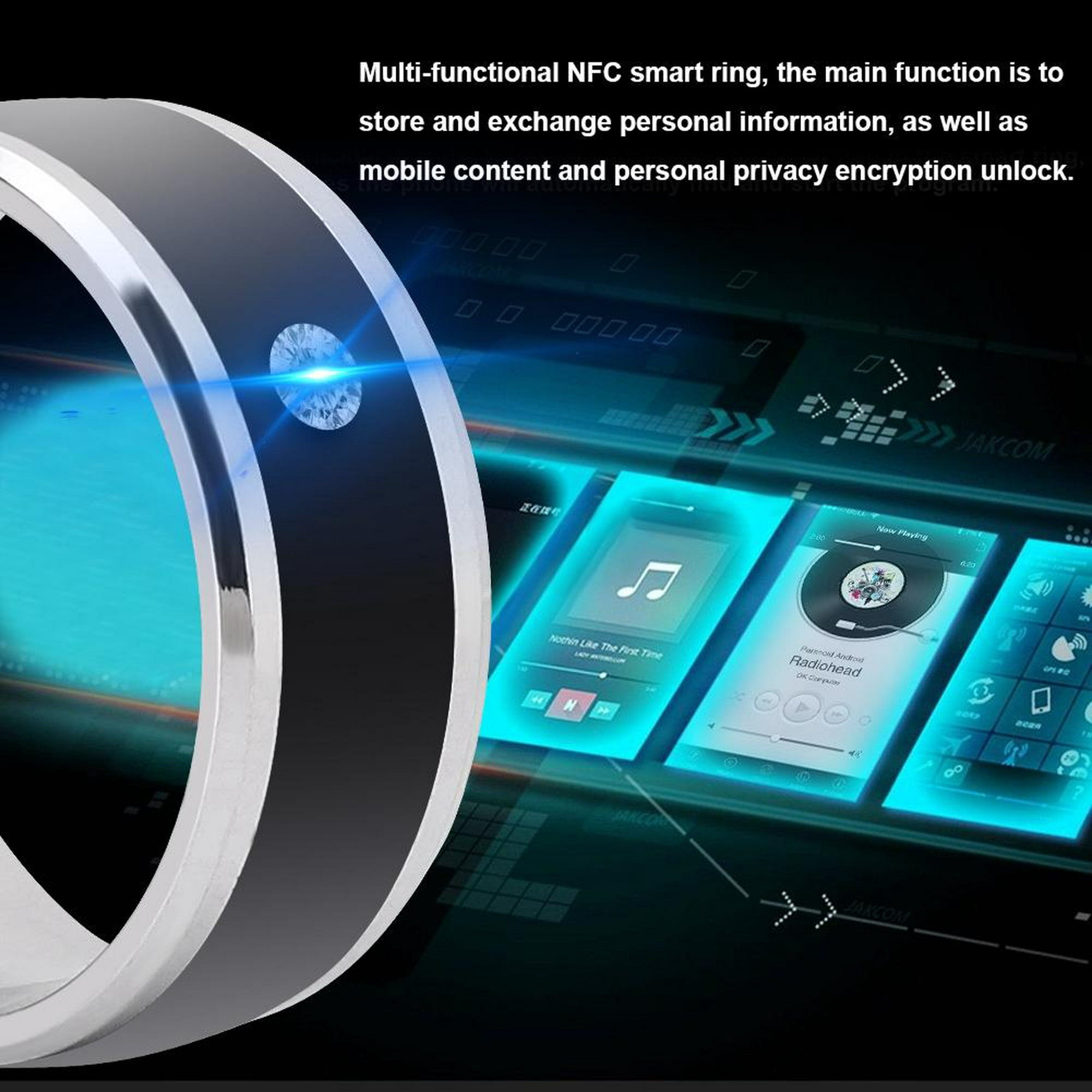  HECERE Anillo inteligente de cerámica impermeable NFC Forum 215  universal para teléfono celular, tecnología de detección completa, anillo  inteligente portátil, para hombres o mujeres (verde-0.669 in) : Electrónica