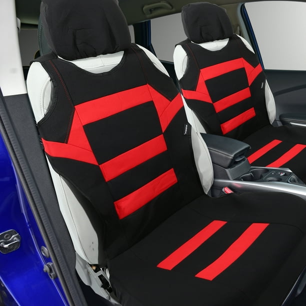 Respaldo negro y rojo de tela para asiento de carro