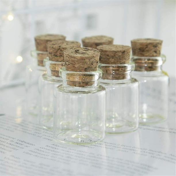 100 botellas de cristal con corchos, transparentes, vacías, pequeñas, para  decoración de botellas de deseos, manualidades, frascos de cristal