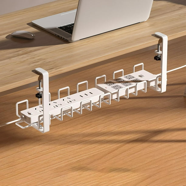 Organizador De Cable De Escritorio Bandeja de cables para debajo del  escritorio - Gestión de cables en rack para cables de enchufe (58 cm,  blanco) Wdftyju Libre de BPA