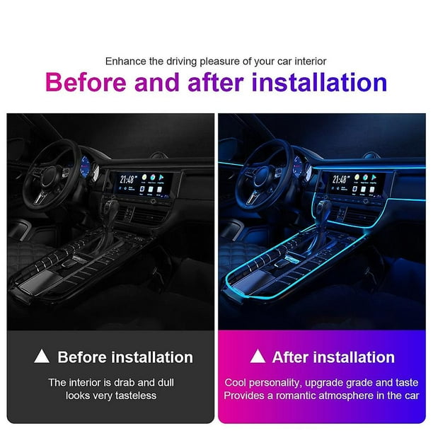 Winzwon - Tira de luces LED para interior de coche, 4 unidades, 48