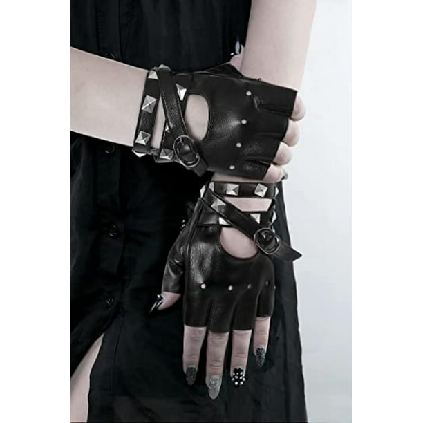 Guantes largos góticos negros sin dedos, guantes Punk con agujero de medio  dedo, calentador de brazo, accesorios de disfraz de Halloween para Cosplay  de mendigo – Los mejores productos en la tienda
