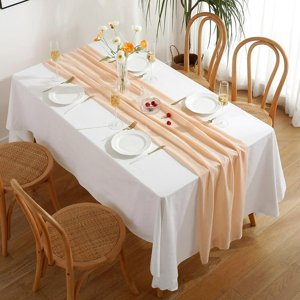 Camino de mesa Decoración del hogar Mantel Blanco Rosa caliente