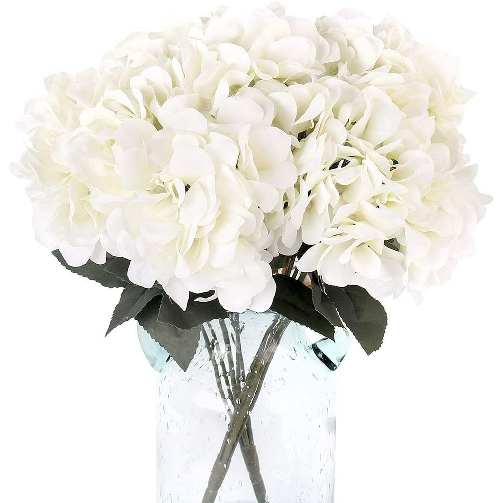 NAHUAA Arreglos florales de hortensias de seda artificial, 2 piezas, 5  cabezas, grandes paquetes florales falsos para el hogar, boda, mesa,  centros de