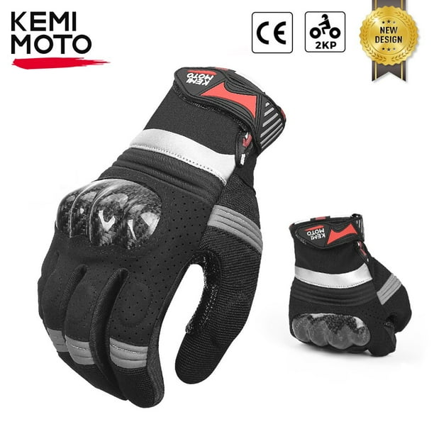 KEMIMOTO 2KP Guantes Moto Hombre, Guantes de Moto Verano con Protección en  los Nudillos, Pantalla Táctil, Guantes Deportivos Transpirables para Moto