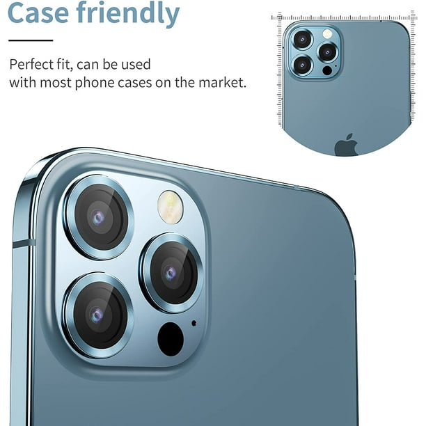 IBYWIND Cristal Templado para iPhone 13 Pro Max(6.7),[2 Piezas],con  Metálico Protector de Lente de Cámara(Negro),Atrás Pegatina Protectora  Fibra de