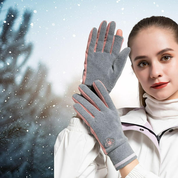 Guantes de invierno para mujer a la moda, guantes térmicos gruesos a prueba  de viento con pantalla táctil, completos jinwen Guantes de invierno para  mujer