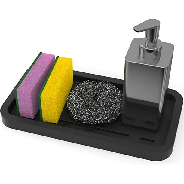 Portaesponjas - Organizador de fregadero de cocina Bandeja de silicona para  esponjas, dispensadores de jabón, estropajos y otros accesorios para  vajilla TUNC Sencillez