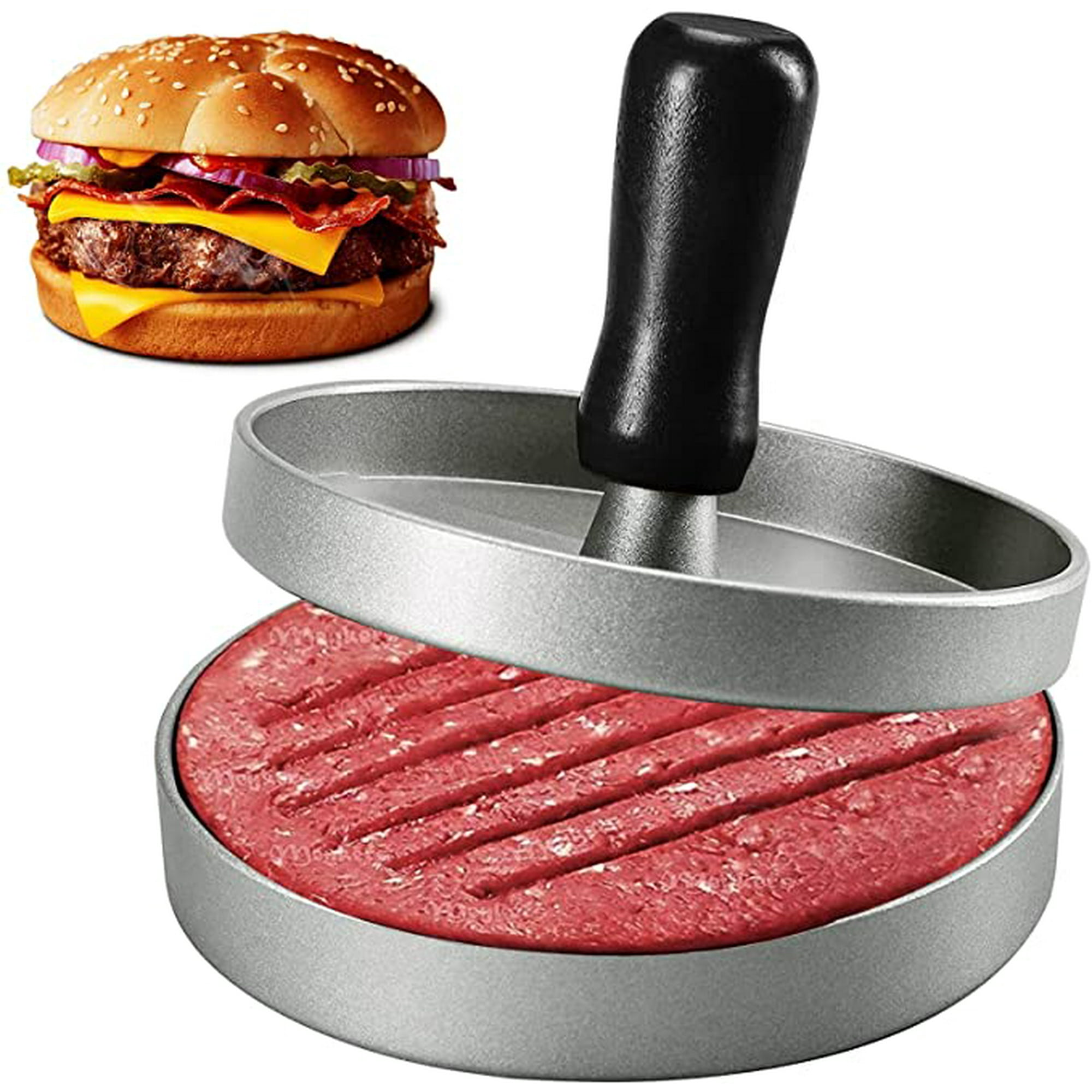 Smash - Prensa de hamburguesas de 6.3 pulgadas | para sartén para parrilla  | Prensadora plana de aumento de peso de acero inoxidable 304 | Sartén de