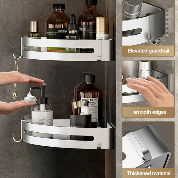 Estante de baño blanco, estante de ducha sin taladro, estante de esquina de  baño montado en la pared, accesorios de baño, estante de almacenamiento de