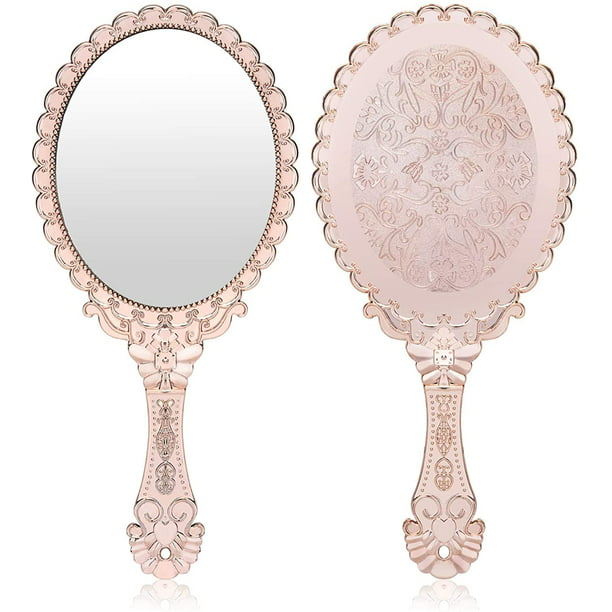 Espejo de mano vintage, pequeños espejos decorativos de mano para  maquillaje facial Flor en relieve Ofspeizc WRMH-924-4