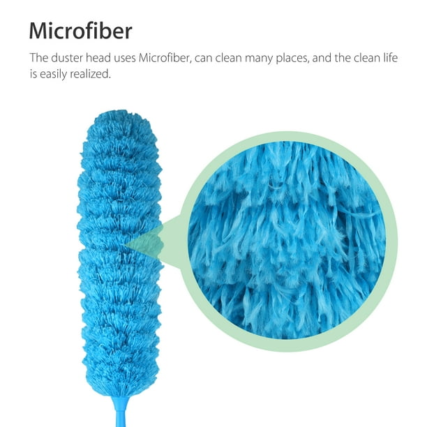 Plumero de Microfibra Azul con palo flexible